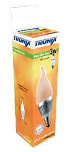 Tronix LED bentip kaarslamp 3W E14 230V 2500K kleur flame dimbaar