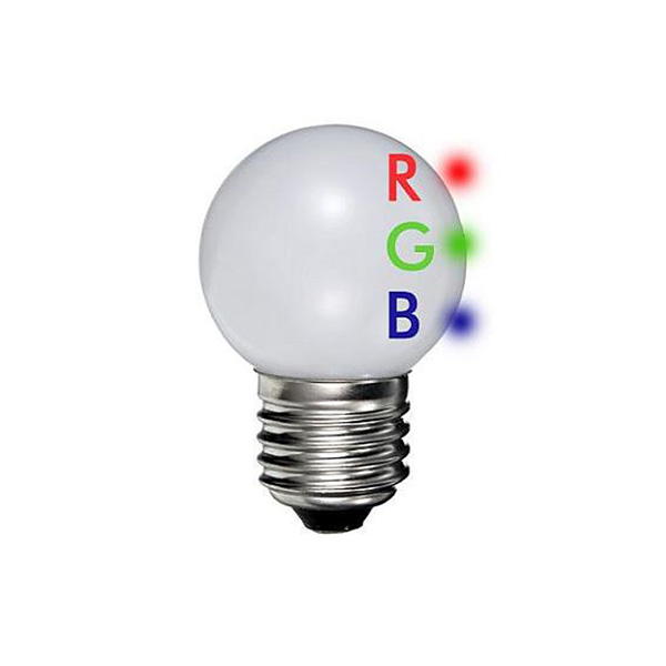 Dura L140PRGB LED kogellamp 0,5W E27 230V RGB veranderd van kleur niet dimbaar
kunststof bol