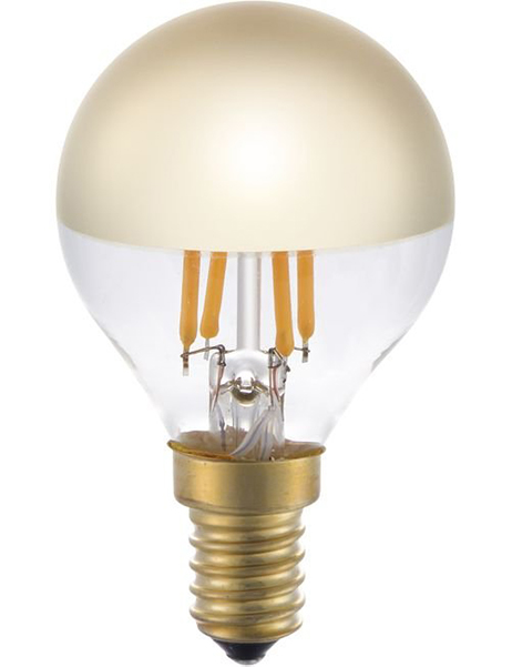 SPL filament LED kopspiegel kogellamp 4W E14 230V 2500K kleur 925 goud dimbaar