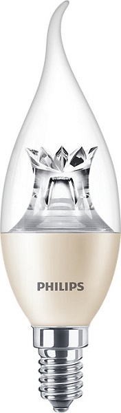 Philips Master LED BA38 bentip kaarslamp DT 5,5W=40W E14 240V 2700K-2200K kleur 827-822 helder Dimtone dimbaar