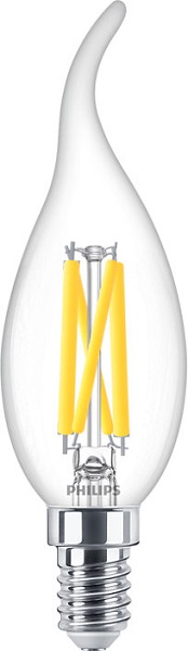 Philips Master LED Value BA35 bentip kaarslamp DT 3,4W=40W E14 240V 2700K-2200K kleur 927-922 helder Dimtone dimbaar