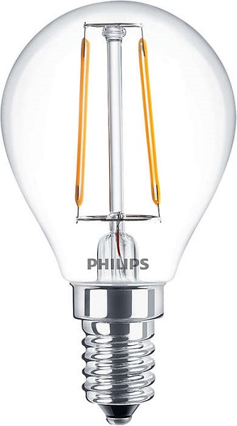 Philips Classic filament LED kogellamp ND 2W-25W E14 220V-240V 2700K kleur 827 P45 helder niet dimbaar