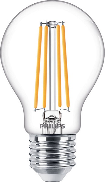 Philips Classic filament LED normaallamp 7,2W-60W E27 220V-240V 2700K kleur 827 A60 helder dimbaar