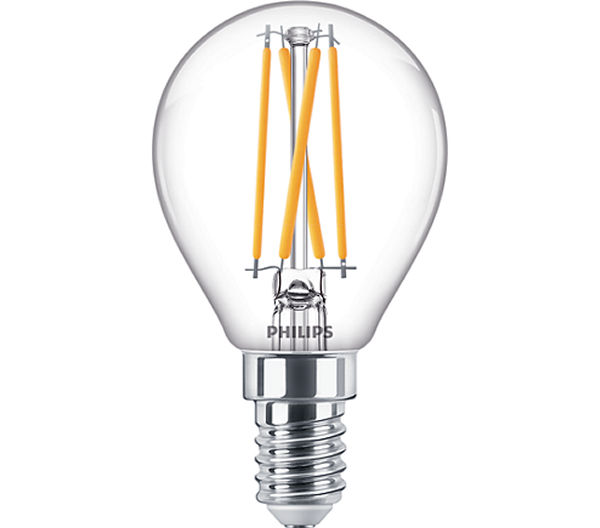 Philips Classic filament LED kogellamp DT 3,2W=25W E14 220V-240V 2700K-2200K kleur 927-922 P45 helder dimbaar