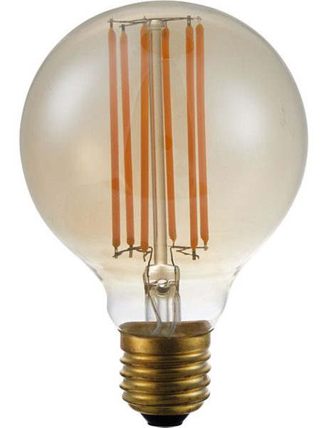 SPL filament LED globelamp 80mm 6,5W E27 230V 2000K kleur 920 goud dimbaar
