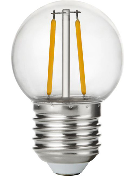 SPL filament LED kogellamp 1,5W E27 230V 2700K kleur 827 helder niet dimbaar