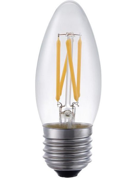 SPL filament LED kaarslamp 4W E27 230V 2500K kleur 925 helder dimbaar