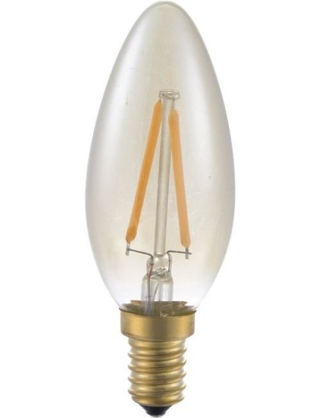 SPL filament LED kaarslamp 1,5W E14 230V 2000K kleur 920 B35 goud dimbaar