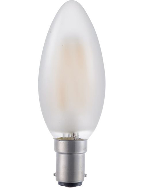 SPL filament LED kaarslamp 4W=30W Ba15d 230V 2500K kleur 925 C35 mat dimbaar