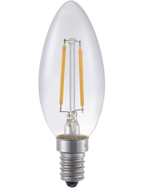 SPL LED kaarslamp 2W=17W E14 230V 2700K kleur 827 C35 helder dimbaar