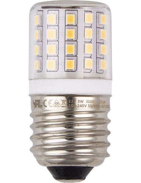 SPL LED buislamp 3W E27 24V-30V 3000K kleur 830 360° helder niet dimbaar