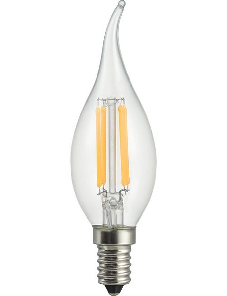 SPL filament LED bentip kaarslamp 5W=40W E14 230V 2700K kleur 827 helder dimbaar