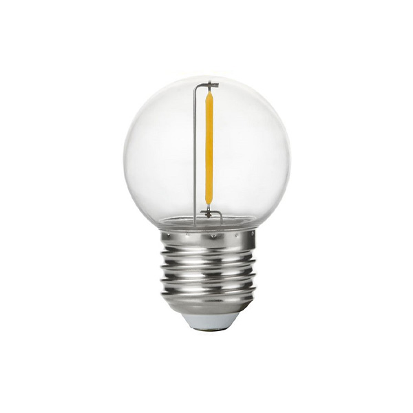 SPL filament LED kogellamp 1W E27 230V 2700K kleur 827 met kunststof bol (polycarbonaat) helder niet dimbaar