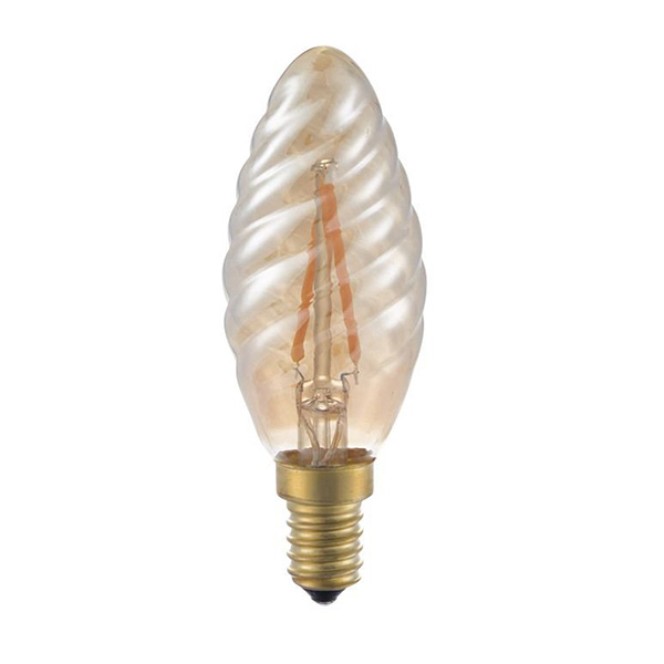 SPL filament LED gedraaide kaarslamp 2W E14 230V 2000K kleur 920 goud dimbaar