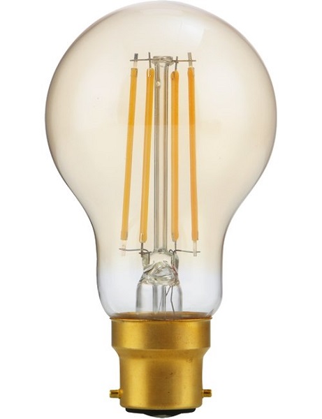 SPL filament LED normaallamp 4W Ba22d 230V 922 2200K goud dimbaar