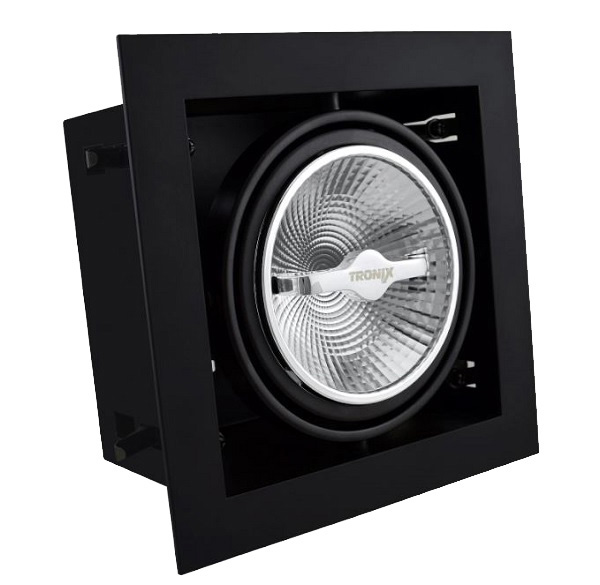 Tronix 148-043 inbouwarmatuur 1x QR111 zwart kantelbaar