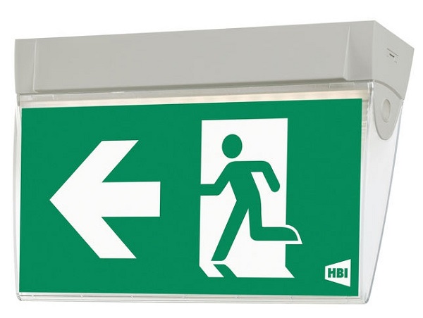 HBI 5AL0606V noodverlichting LED 1x6W 4000K kleur 840 IP40 nood/continu opbouw verhoogde kap nood accu (1 uur) kleur grijs