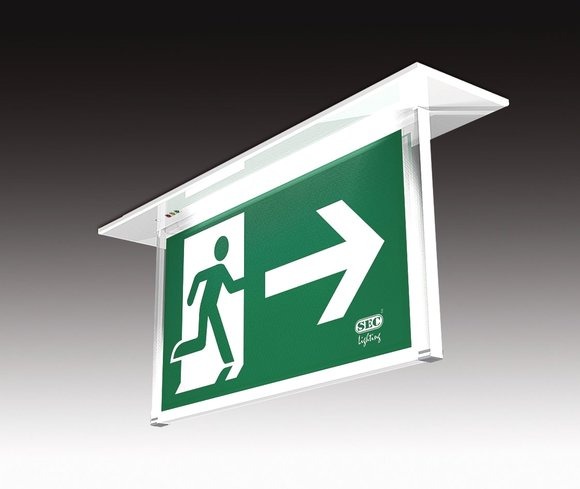 SEC Ledlux3-V-AT 3W 1h nood/continu inbouw wit RAL9003 zonder plexiglas pictogram IP20 autotest

