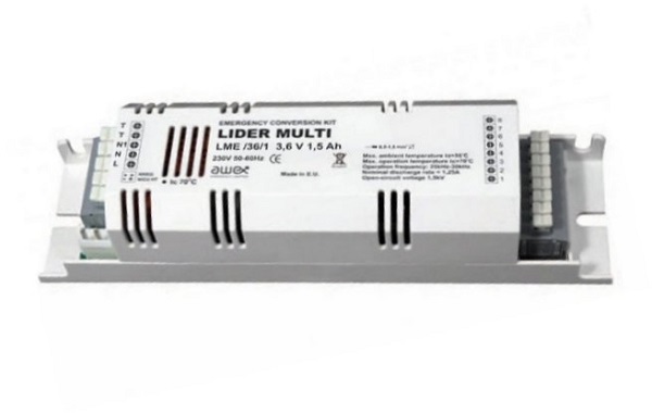 AWEX noodunit Lider Multi LME/36/1 met batterij 3,6V 1,5Ah,  LED indicator en invertermodule