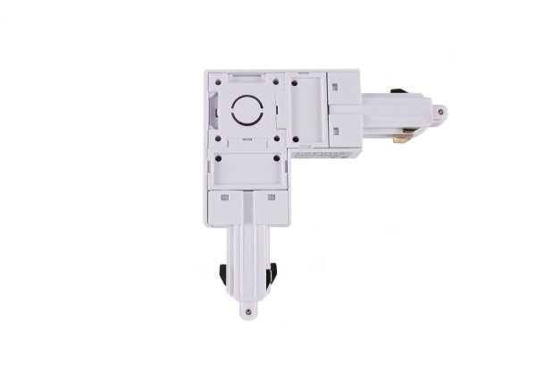 1 fase spanningsrail hoekstuk aarde binnenliggend met voedings mogelijkheid wit