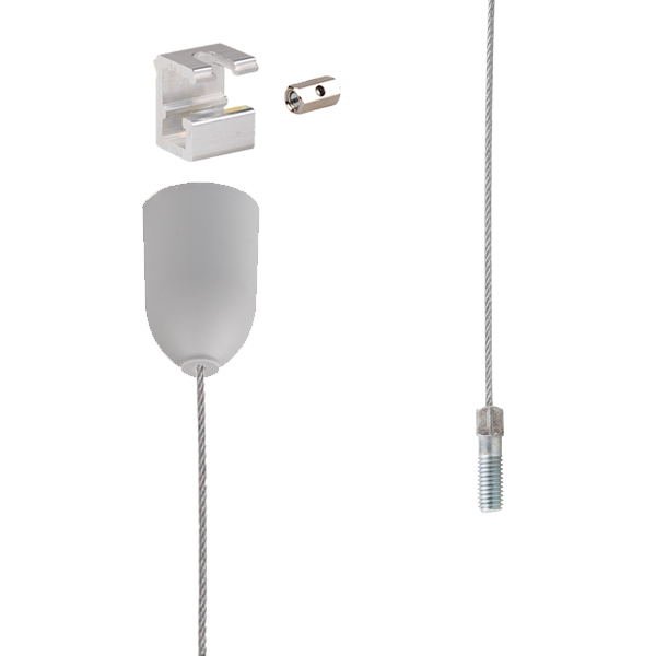 Nordic Global SPW1-1/5M staaldraadset M6 met plafondkap grijs 5,0m 
SKB-12 en M6 moer los meebestellen