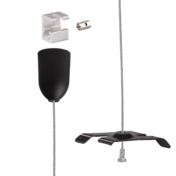Nordic Global SPW11SK-2/1.5M staaldraadset met plafondkap zwart 1,5m 
