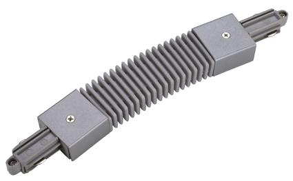 SLV 143112 1 fase opbouw spanningsrail flexibel hoekstuk 70°-180° met voedings mogelijkheid zilvergrijs