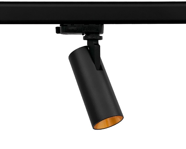 Firstlight Slimm 50 10W  930-918 3000K-1800K 3 fase LEDarmatuur zwart met gouden ring Dim to Warm 36°