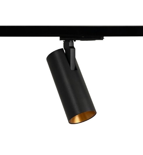 Firstlight Slimm 50 10W 930-918 3000K-1800K 1 fase Nordic Global Base GB 66 railadaptor LEDarmatuur zwart met gouden ring Dim to Warm 36°