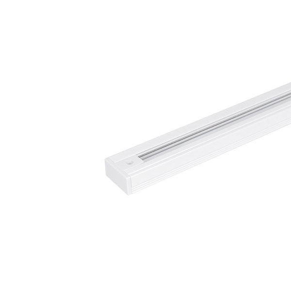 1 fase spanningsrail 1m met voedingsstekker rechts en eindstuk 16A max. 3600W wit