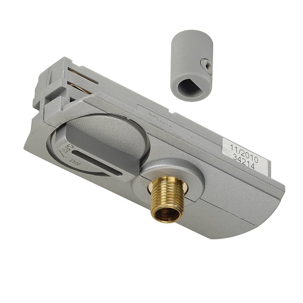 SLV 143124 1 fase railadaptor met trekontlasting uitwendig M10x1 zilvergrijs