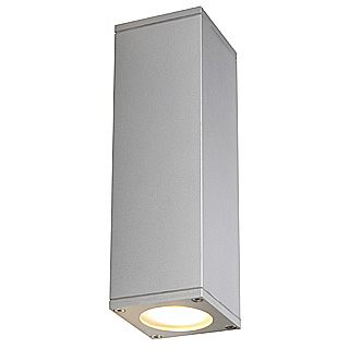 SLV 229532 Theo Up-Down Out GU10 2x35W wand opbouwarmatuur IP44 zilvergrijs