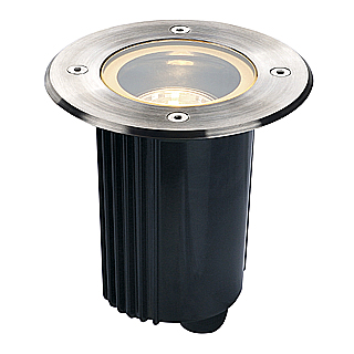 SLV 229320 Dasar Round 115 GU10 35W grond inbouwarmatuur kantelbaar IP67 RVS 
Met inbouwpot