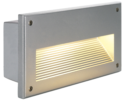 SLV 229062 Brick Downunder Out E14 kaarslamp 40W wand inbouwarmatuur IP44 geen inbouwpot beschikbaar zilvergrijs