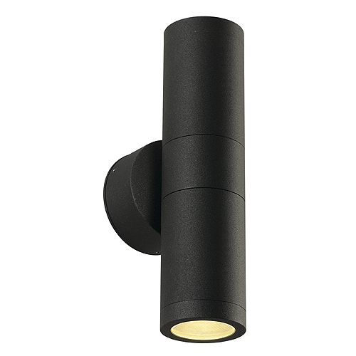 SLV 228775 Astina Out ESL GU10 2x11W LED of spaarlamp 90mm lengte wand opbouwarmatuur IP44 antraciet