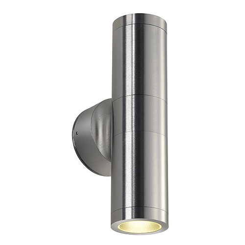 SLV 228776 Astina Out ESL GU10 2x7W LED of spaarlamp 90mm lengte wand opbouwarmatuur IP44 alu geborsteld