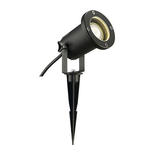SLV 227410 Nautilus Big GU10 LED 83mm lengte opbouwarmatuur grondpen IP65 netsnoer 1,5m+stekker zwart