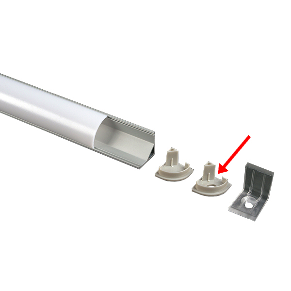 Alupro LED Corner eindkap open voor hoekprofiel 16mm rond