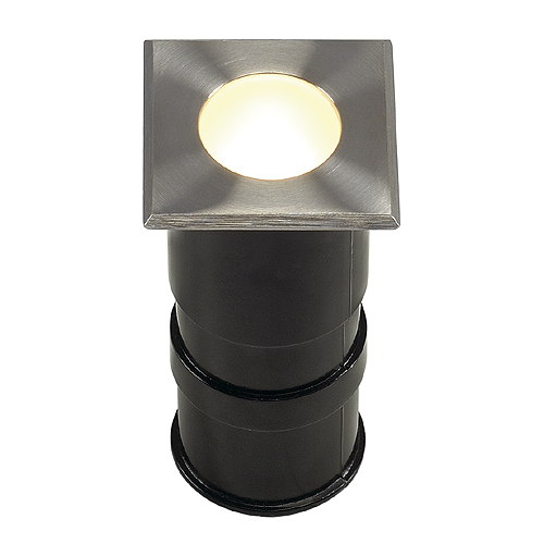 SLV 228342 Power Traillight Square LED 1W 350mA 3000K warmwit inbouwarmatuur aansluitsnoer 2m met inbouwhuls zonder LEDdriver IP67 RVS