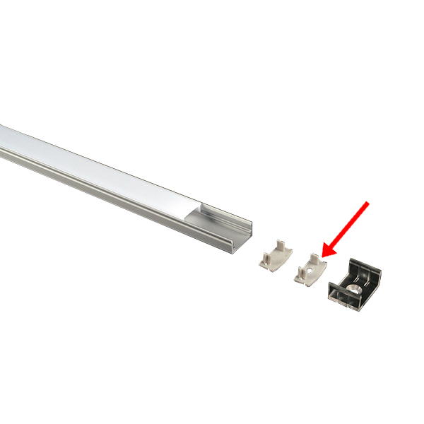 Alupro Curve LED eindkap met opening voor 8mm opbouw profiel alu