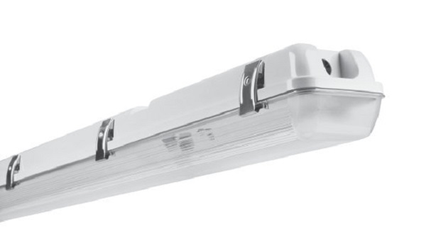 Ledvance Damp Proof 2x590mm leeg voor LED buis IP65 RVS polycarbonaat kap en RVS dekselklemmen