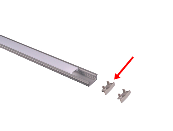 Alupro Curve LED eindkap dicht voor 8mm inbouw profiel alu