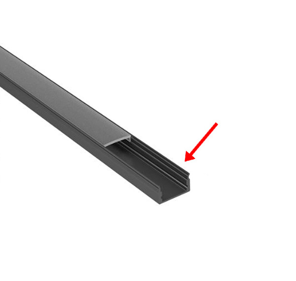 Alupro Curve LED profiel (exclusief afscherming) 8mm opbouw zwart voor LED strips max. 12mm breed /2m