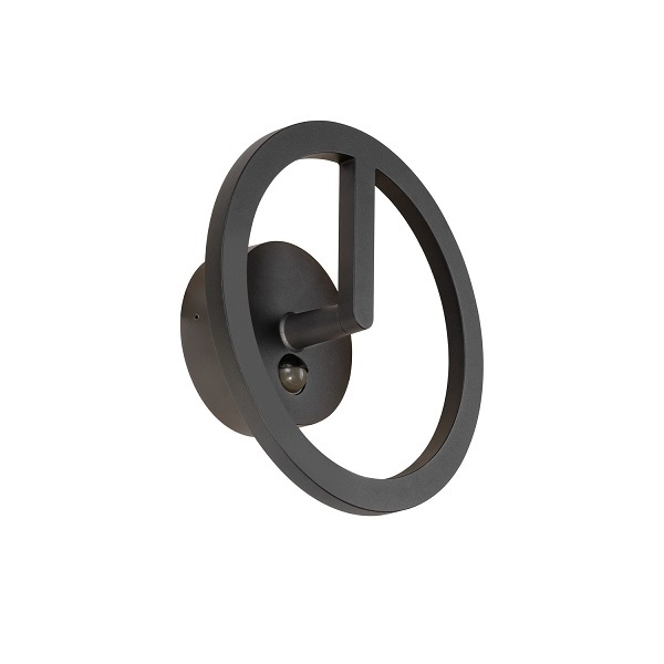 SLV 1007916 Q-Ring WL sensor LED wand opbouwarmatuur sensor 10W 830 3000K zwart niet dimbaar