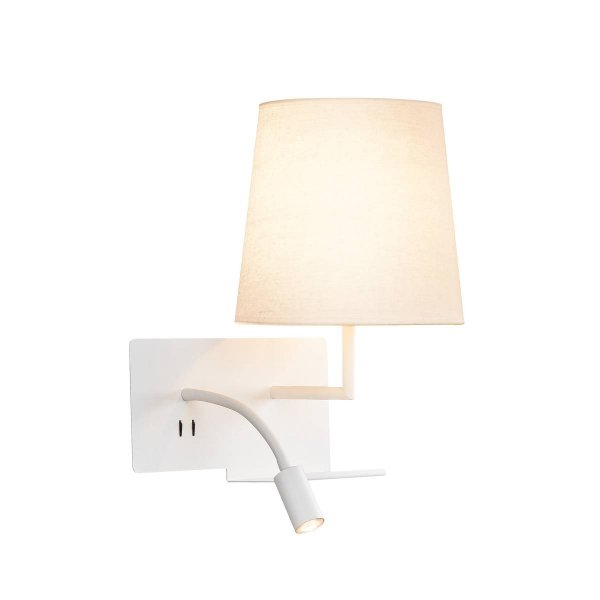 SLV 1003460 Somnila Flex rechts LED wand opbouwarmatuur E27 40W en LED spot 3000K kleur 930 niet dimbaar apart schakelbaar op armatuur wit