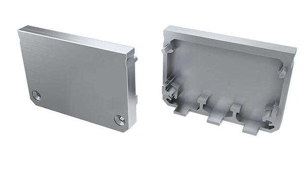 Eindkap dicht grijs voor LED opbouwprofiel 43mm met 2 schroeven