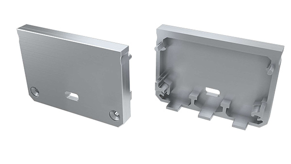 Eindkap open grijs voor LED opbouwprofiel 43mm met 2 schroeven