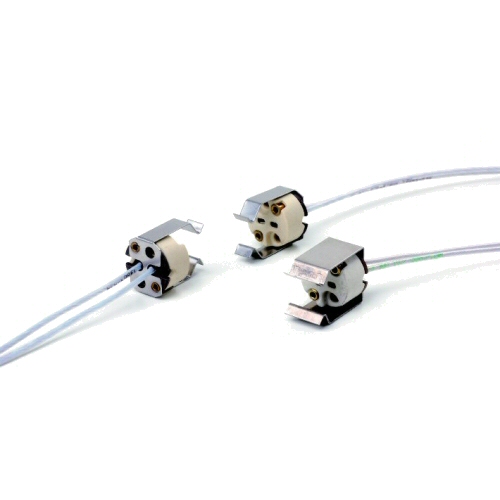 Colosio lamphouder GU5.3 met veer 2 x gat 3,2mm aansluitdraden 0,75mm2 FEP 250mm