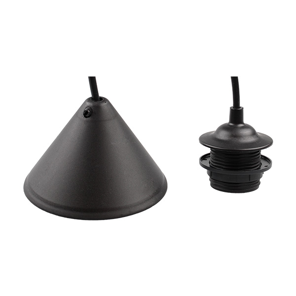 Arditi 043300 pendelsnoer 0,8m E27 + ring met flens buitendraad zwart