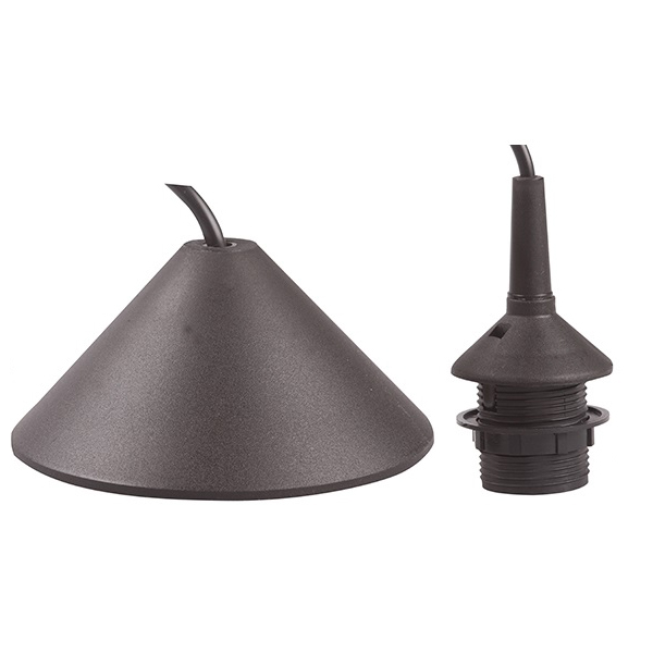 FL pendelsnoer 0,7m E27 met flens buitendraad en schroefring, plafondkap schroefloos met kroonsteen zwart